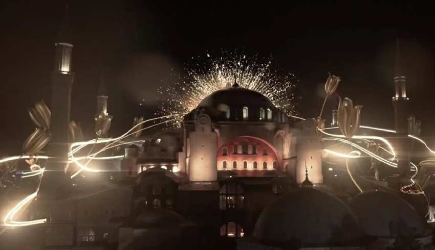 Ayasofya'da İstanbul'un fethi için özel video gösterisi