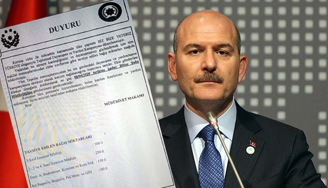 Bakan Soylu 'polislere zorunlu bağış' yazısını doğruladı