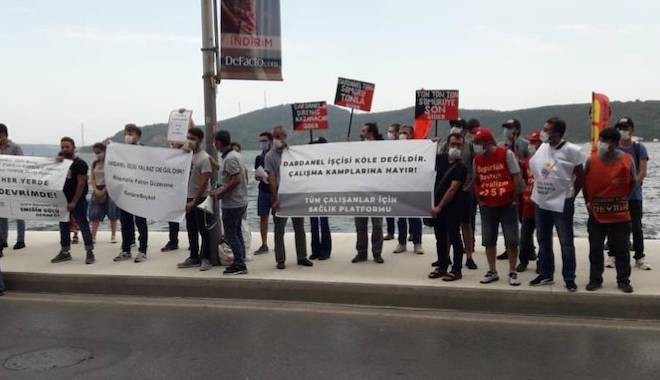 Dardanel işçileri için dayanışma eylemi: Bu çalışma kampındaki arkadaşlarımız eve gönderilip, tedavi edilene kadar Dardanel'i boykot etmeye çağırıyoruz