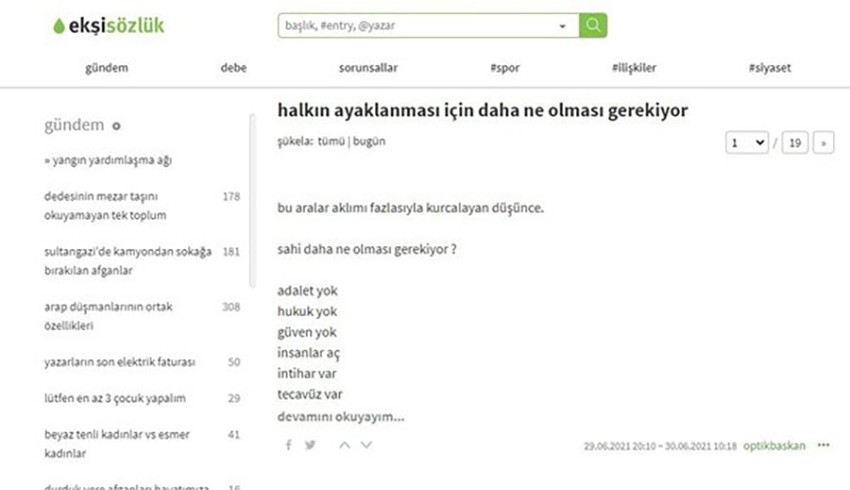 Ekşi Sözlük'teki başlık hakkında soruşturma başlatıldı