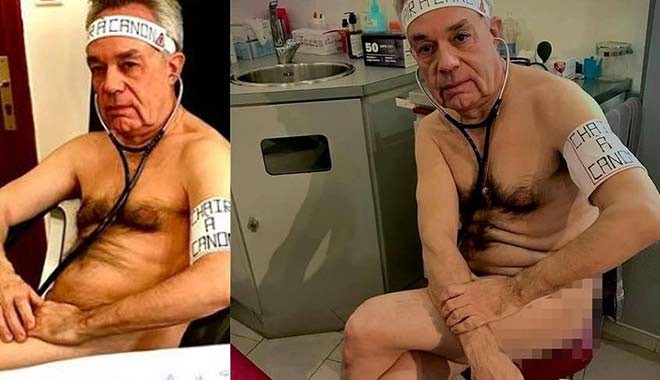 Fransız doktor, malzeme yetersizliğini çıplak poz vererek protesto etti