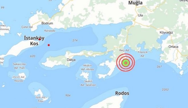 Marmaris açıklarında korkutan deprem