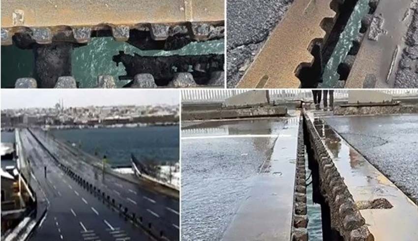 Unkapanı Köprüsü iki yönlü trafiğe kapatıldı: 20 CM'lik ayrılma